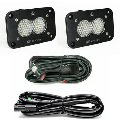 Baja Designs - S2 Sport Black Flush Mount LED Light Pod Reverse Kit (Work/Scene; Clear)