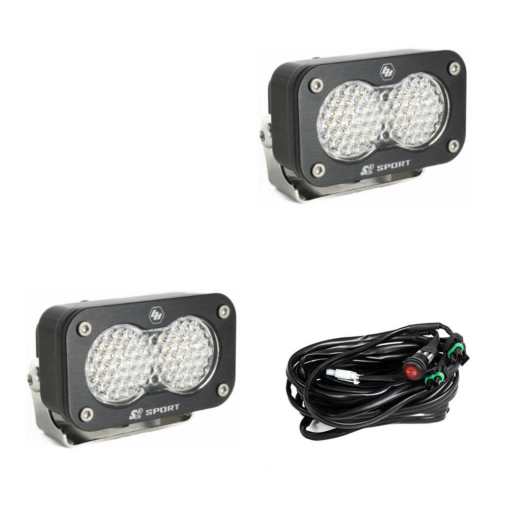 Baja Designs - S2 Sport Black LED Auxiliary Light Pod Pair - Work/Scene - Clear - Universal