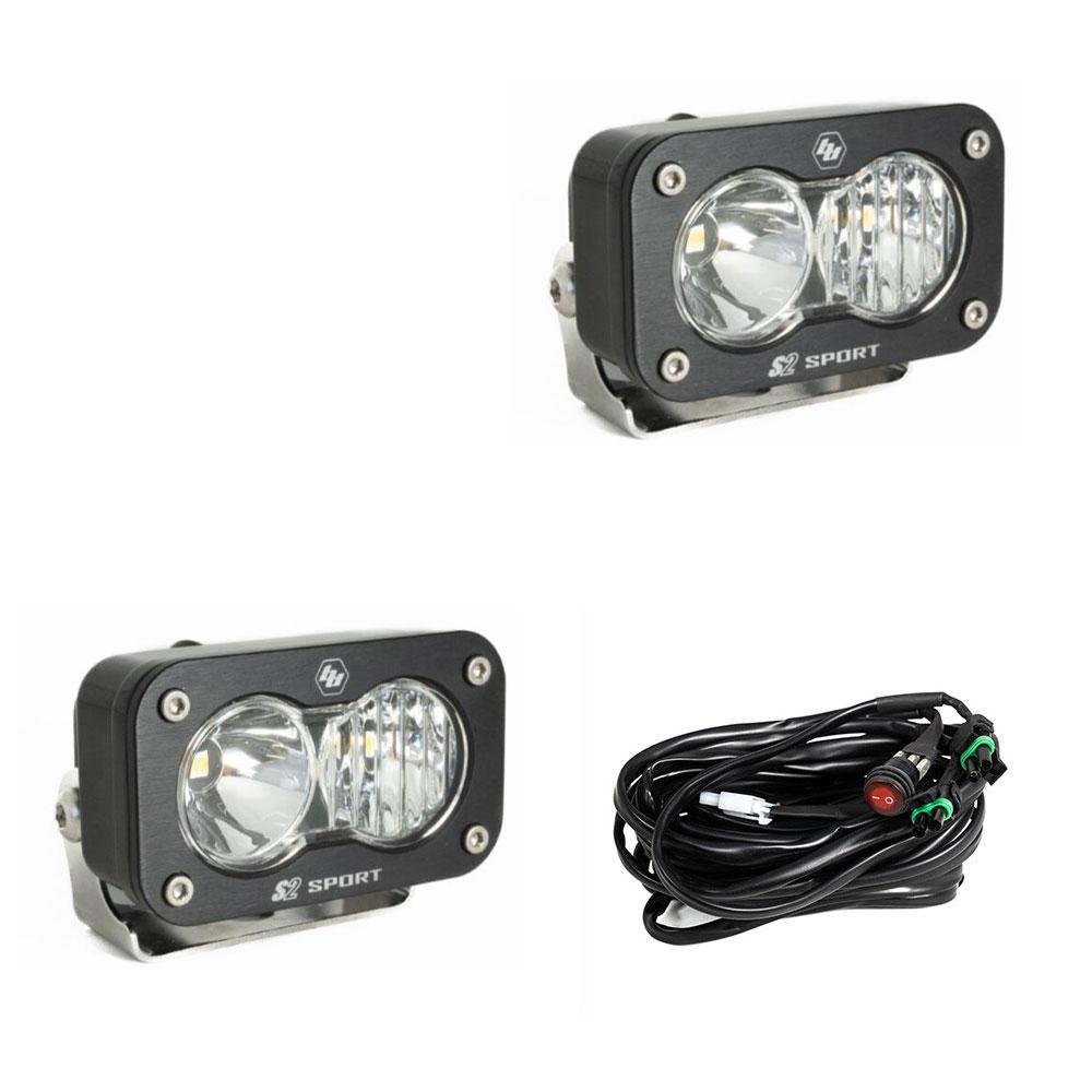 Baja Designs -S2 Sport Black LED Light Pod Pair (Driving/Combo; Clear)