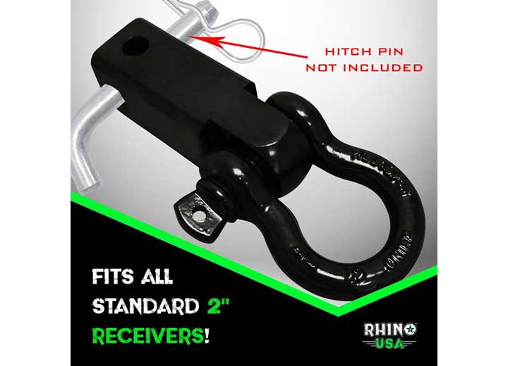 Heavy-Duty Black Shackle Hitch Receiver with D-Ring