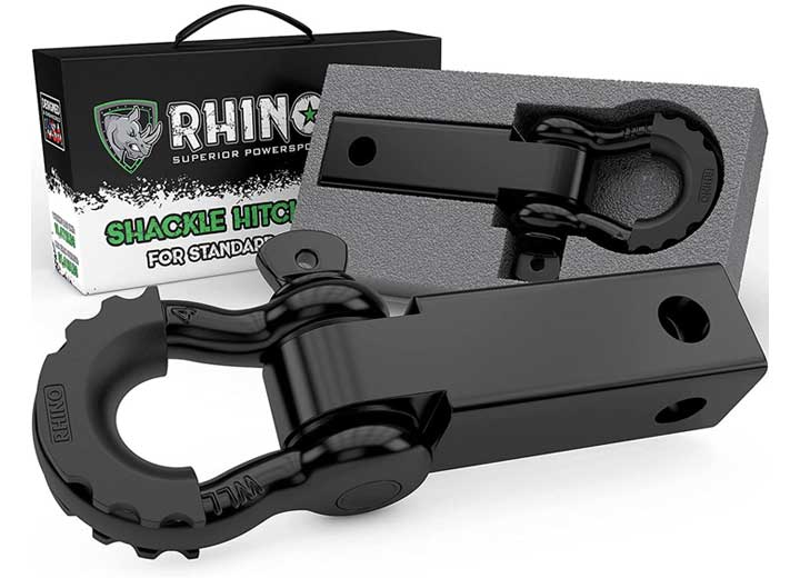 Heavy-Duty Black Shackle Hitch Receiver with D-Ring