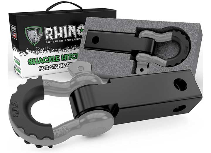 Gray Shackle Hitch Receiver with D-Ring for Heavy-Duty Towing