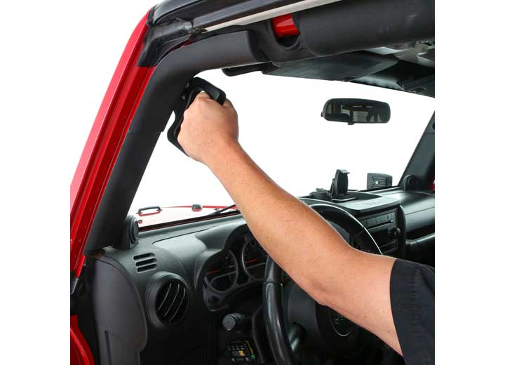 SMITTYBILT BLACK ALUMINUM GRAB HANDLES 07-18 JEEP WRANGLER JK FRONT 2/4 DOOR