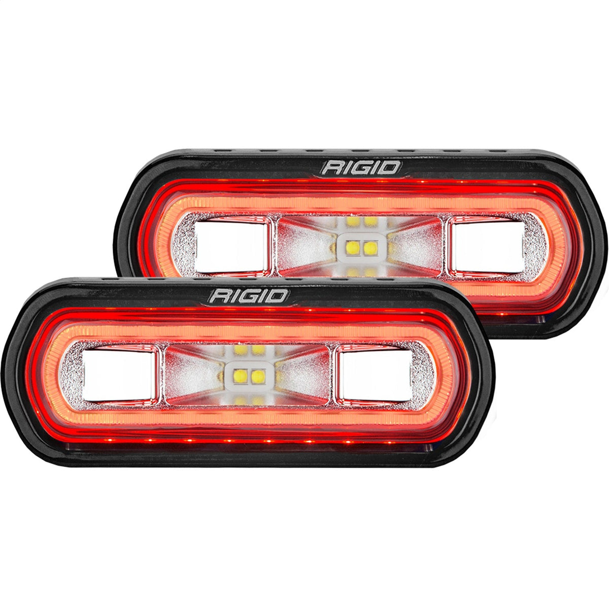 RIGID Industries -SR-L Series Off-Road Spreader Pod, 3 Wire, Surface Mount, Red Halo, Pair
