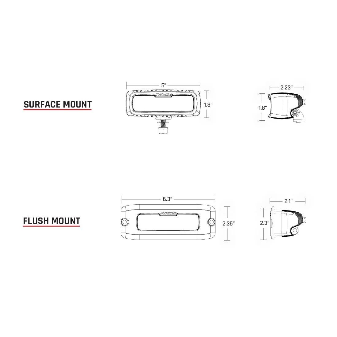 Rigid Industries - SR - Q Series PRO Midnight Edition Flush Mount Lights – 1411 Lumens, IP68 Waterproof, Spot/Diffused Beam