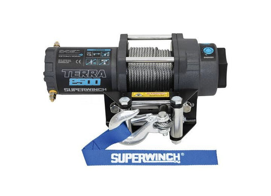 Superwinch Terra 2500 Powersports Winch with Steel Wire Rope - 2,500 lbs Heavy-Duty Off-Road Recovery for ATV/UTV