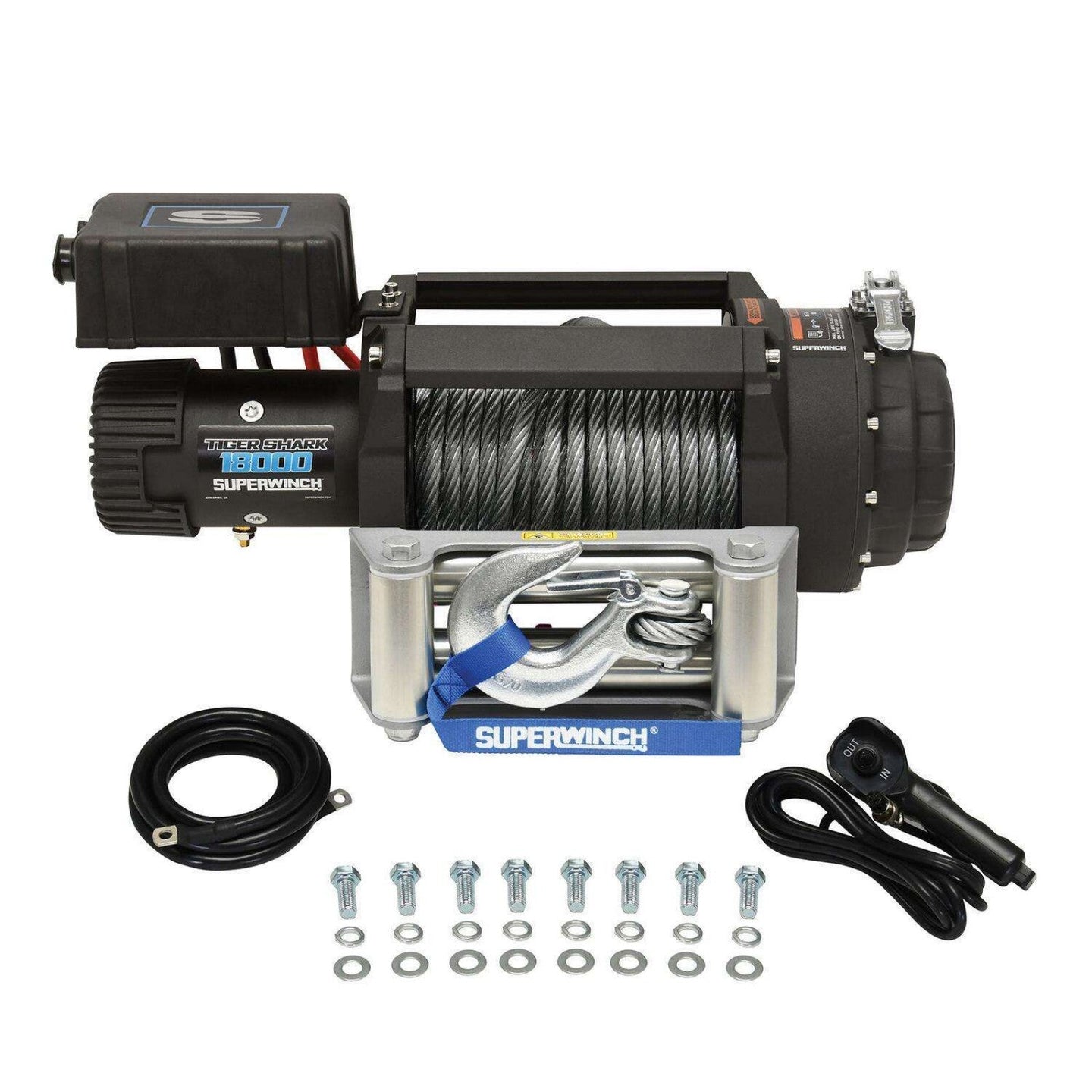 Superwinch - Superwinch Tiger Shark 18000 12V Winch – 18,000 lbs Heavy - Duty Recovery with Steel Wire Rope and IP67 Waterproofing