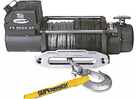 Superwinch Tiger Shark 9500SR 12V Winch with Synthetic Rope - 9,500 lbs Off-Road Recovery