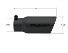 MBRP Exhaust -Tip. 4in. O.D.. Angled Rolled End. 3in. inlet. 10in. length. Black Coated.