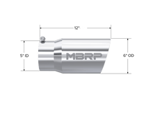 MBRP Exhaust -Tip. 6in. O.D. Dual Wall Angled 5in. inlet 12in. length. T304 Stainless Steel.