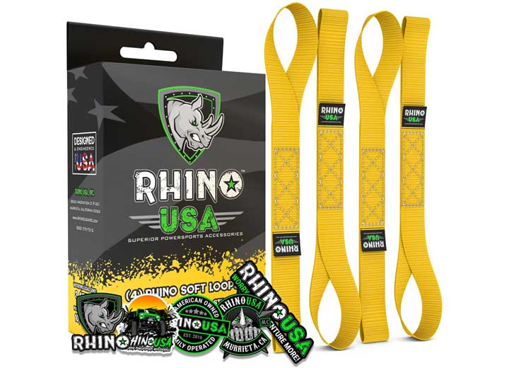 VIBRANT YELLOW SOFT LOOPS MOTORCYCLE TIE-DOWN STRAP SET (4-PACK) 1.7IN X 17IN