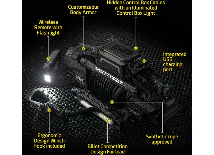 X20 GEN3 12K WINCH W/SYNTHETIC ROPE; WATERPROOFING IP68 RATING