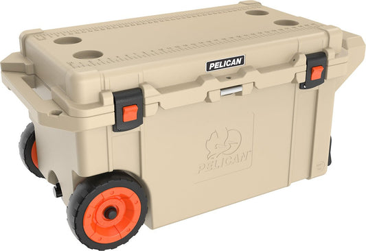 Pelican 80QT Elite Bear-Resistant Wheeled Cooler - Tan
